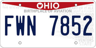 OH license plate FWN7852