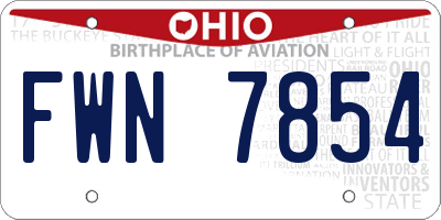 OH license plate FWN7854