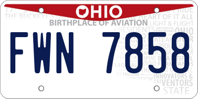 OH license plate FWN7858