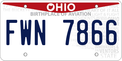 OH license plate FWN7866
