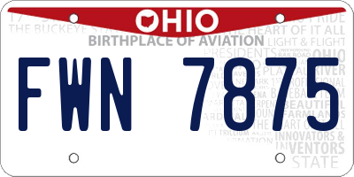 OH license plate FWN7875