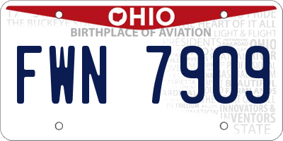 OH license plate FWN7909
