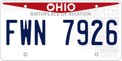 OH license plate FWN7926