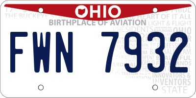OH license plate FWN7932