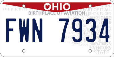 OH license plate FWN7934