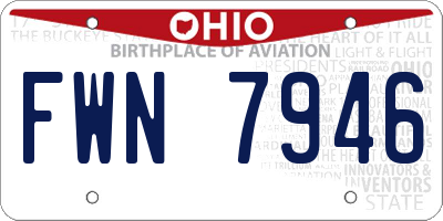 OH license plate FWN7946