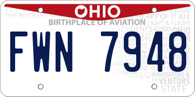 OH license plate FWN7948