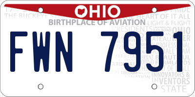 OH license plate FWN7951