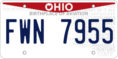 OH license plate FWN7955