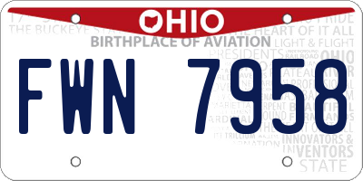 OH license plate FWN7958