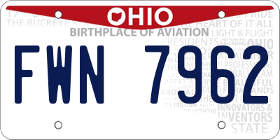 OH license plate FWN7962