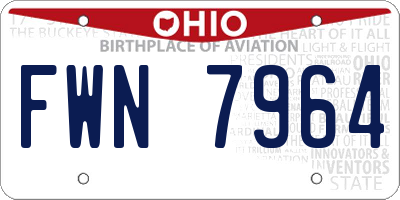 OH license plate FWN7964