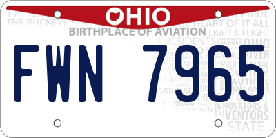 OH license plate FWN7965