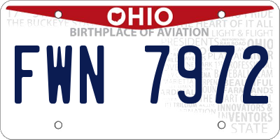OH license plate FWN7972