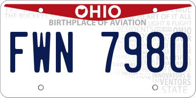 OH license plate FWN7980