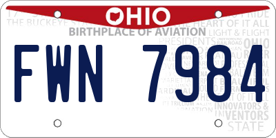 OH license plate FWN7984