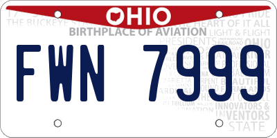 OH license plate FWN7999