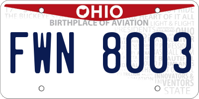 OH license plate FWN8003