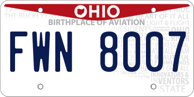 OH license plate FWN8007