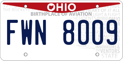 OH license plate FWN8009