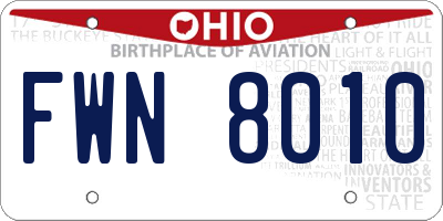OH license plate FWN8010