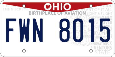 OH license plate FWN8015