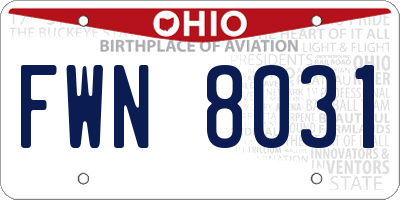 OH license plate FWN8031