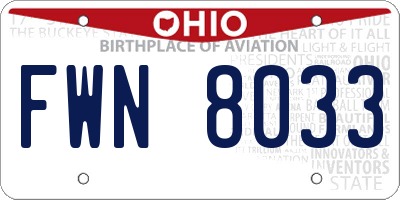OH license plate FWN8033