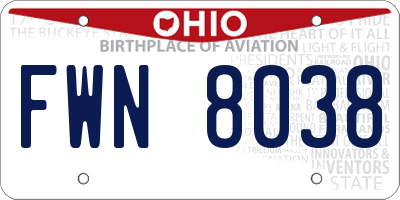 OH license plate FWN8038