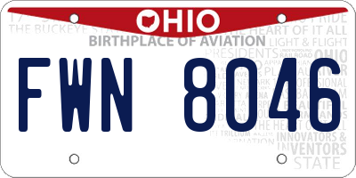 OH license plate FWN8046