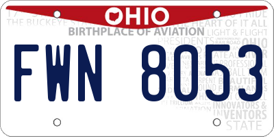 OH license plate FWN8053