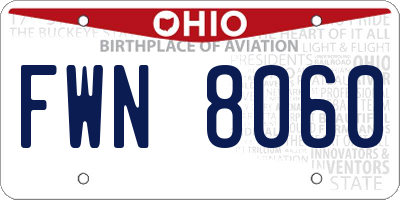 OH license plate FWN8060