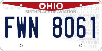 OH license plate FWN8061