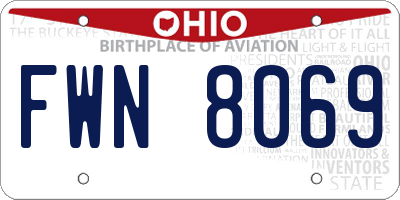 OH license plate FWN8069