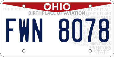 OH license plate FWN8078