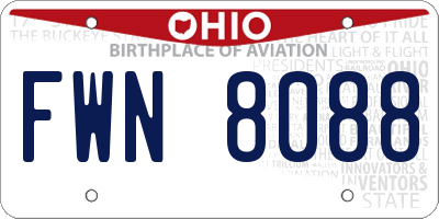 OH license plate FWN8088