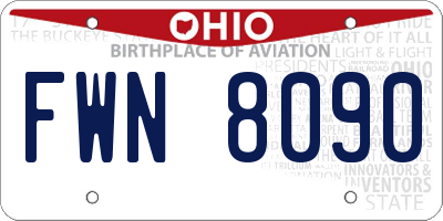 OH license plate FWN8090