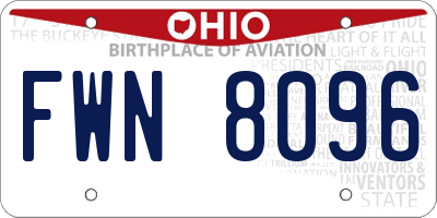 OH license plate FWN8096