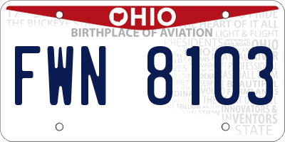 OH license plate FWN8103