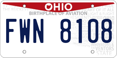 OH license plate FWN8108
