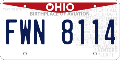 OH license plate FWN8114