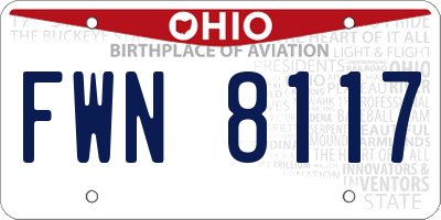OH license plate FWN8117