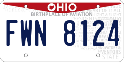 OH license plate FWN8124