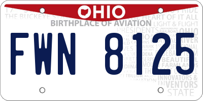 OH license plate FWN8125