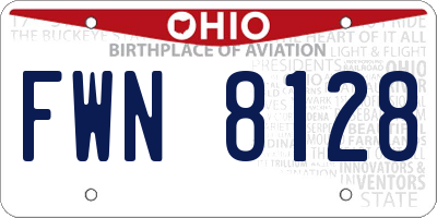 OH license plate FWN8128
