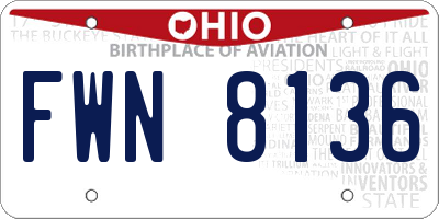OH license plate FWN8136