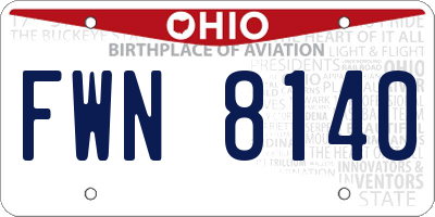 OH license plate FWN8140