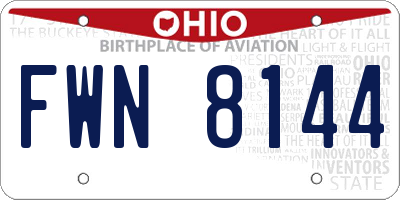 OH license plate FWN8144