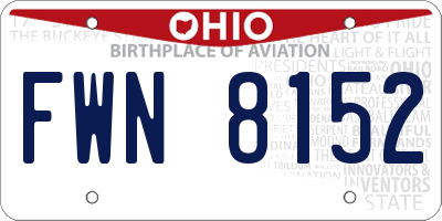 OH license plate FWN8152