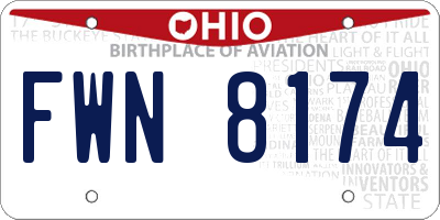 OH license plate FWN8174